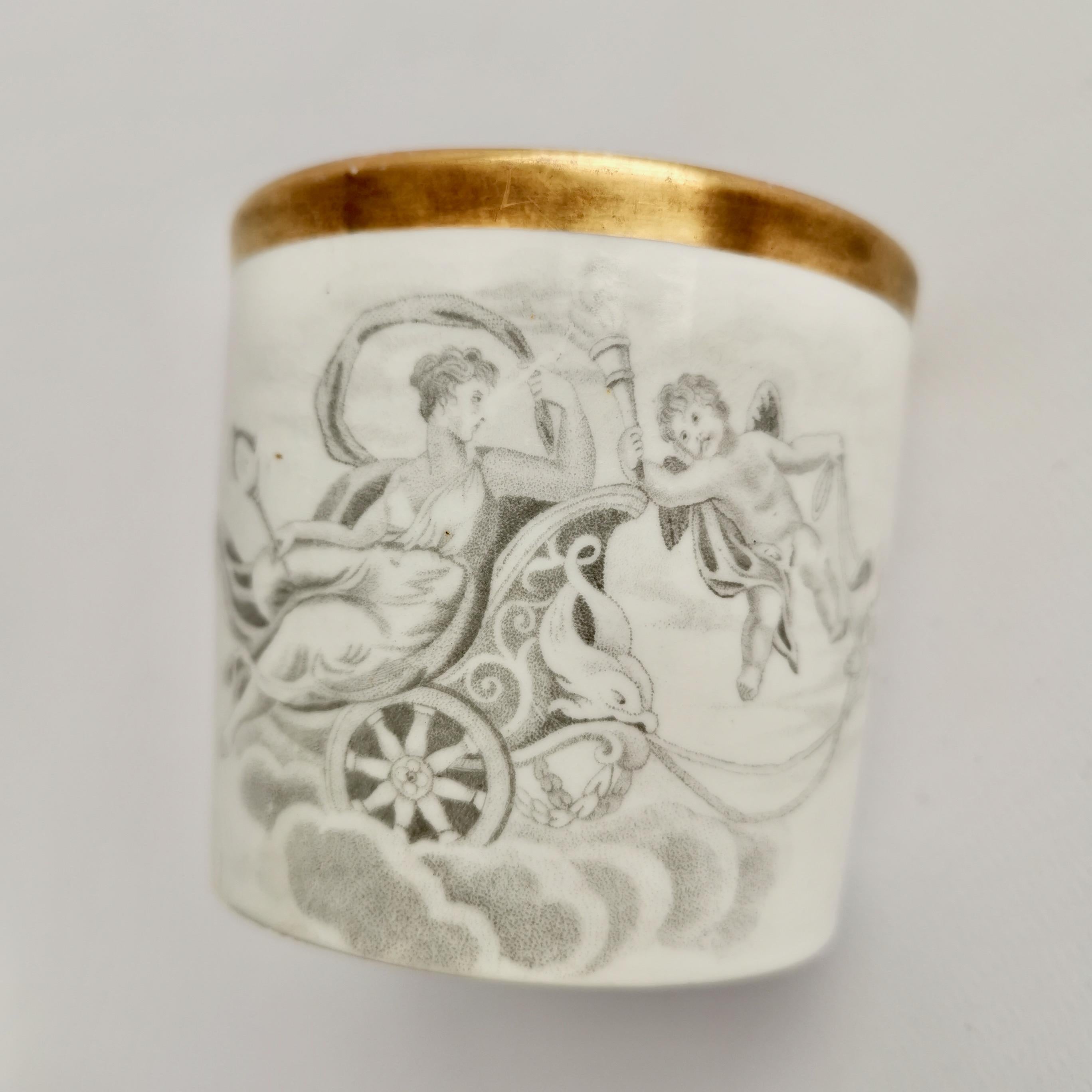 Early 19th Century Miles Mason Orphaned Porcelain Coffee Can, White, Bat Printed Minerva