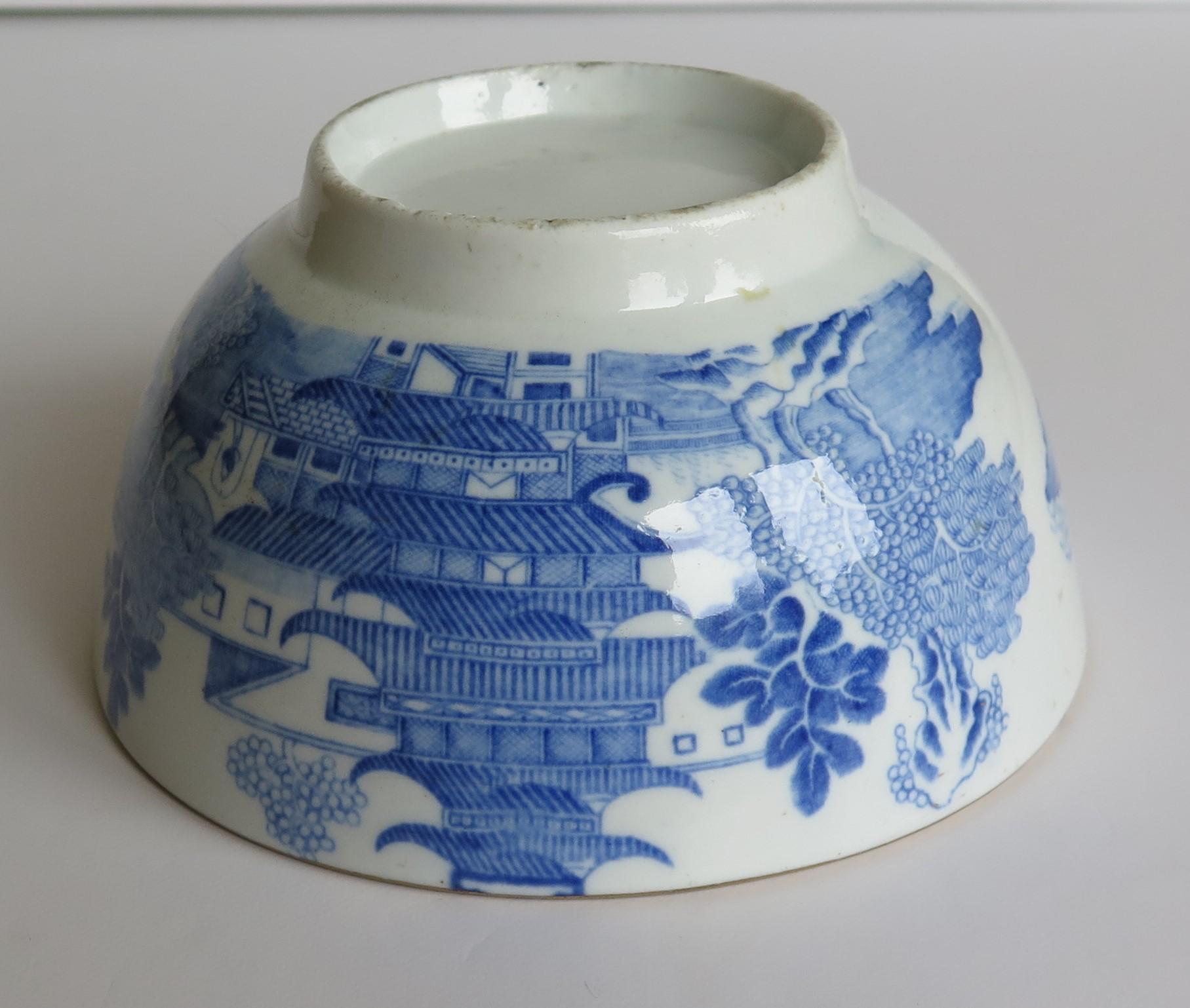 Miles Mason Porcelain Bowl Blue and White Broseley Pattern, English, circa 1805 12