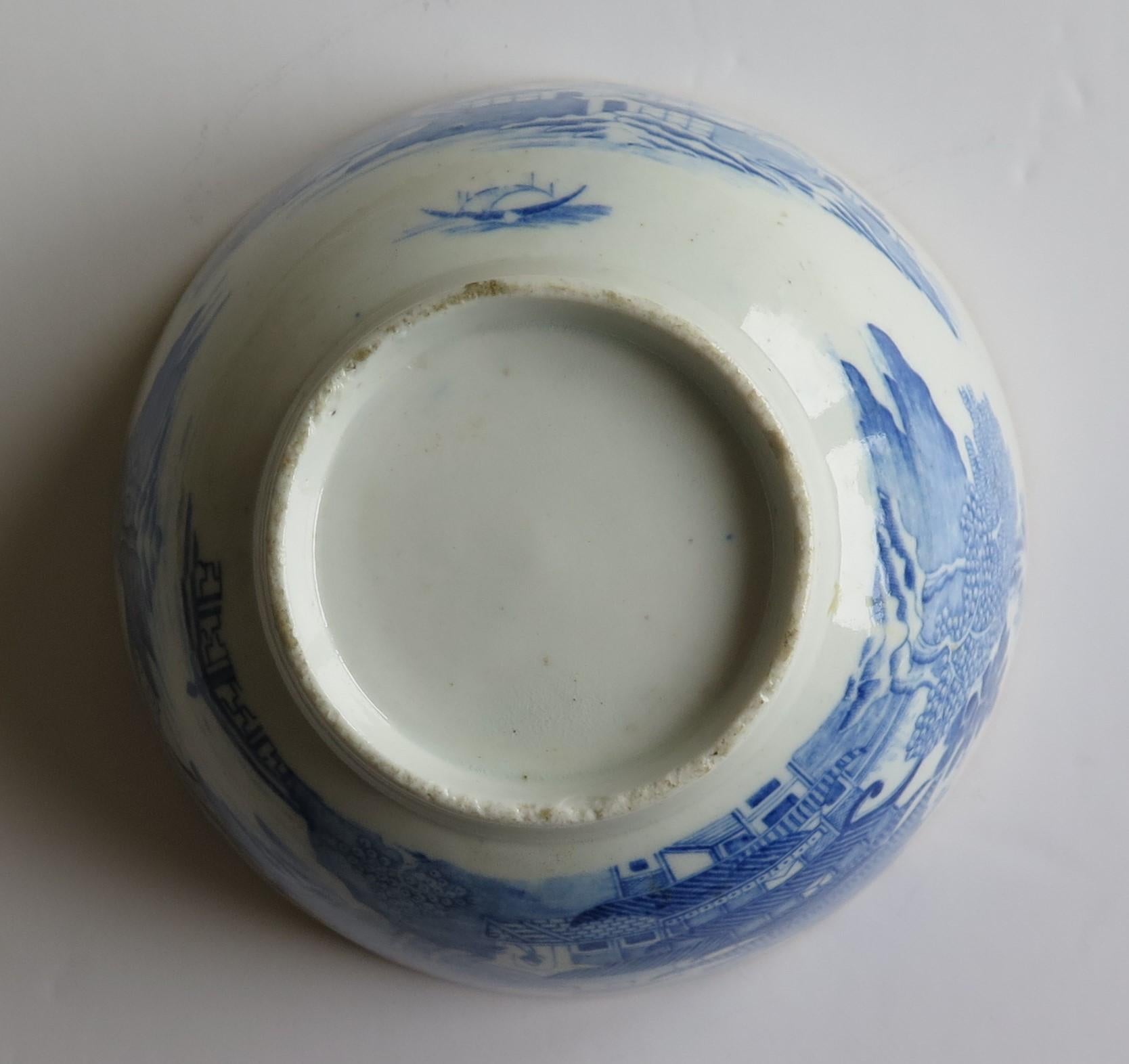 Miles Mason Porcelain Bowl Blue and White Broseley Pattern, English, circa 1805 13