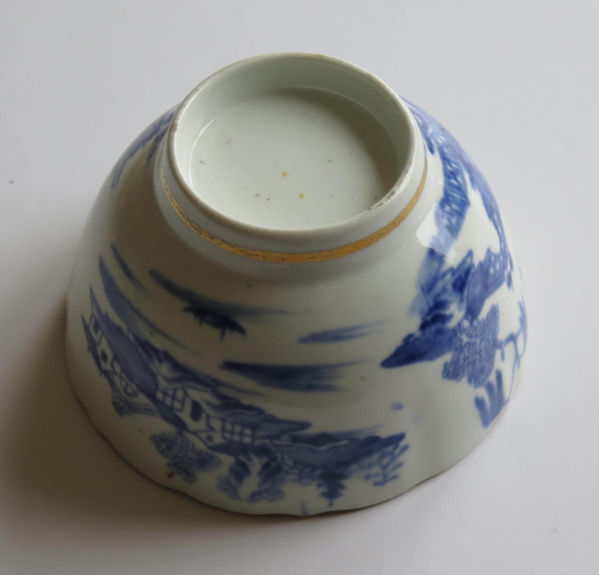 Miles Mason Porcelain Bowl Blue and White Pagoda Pattern, English, circa 1805 10