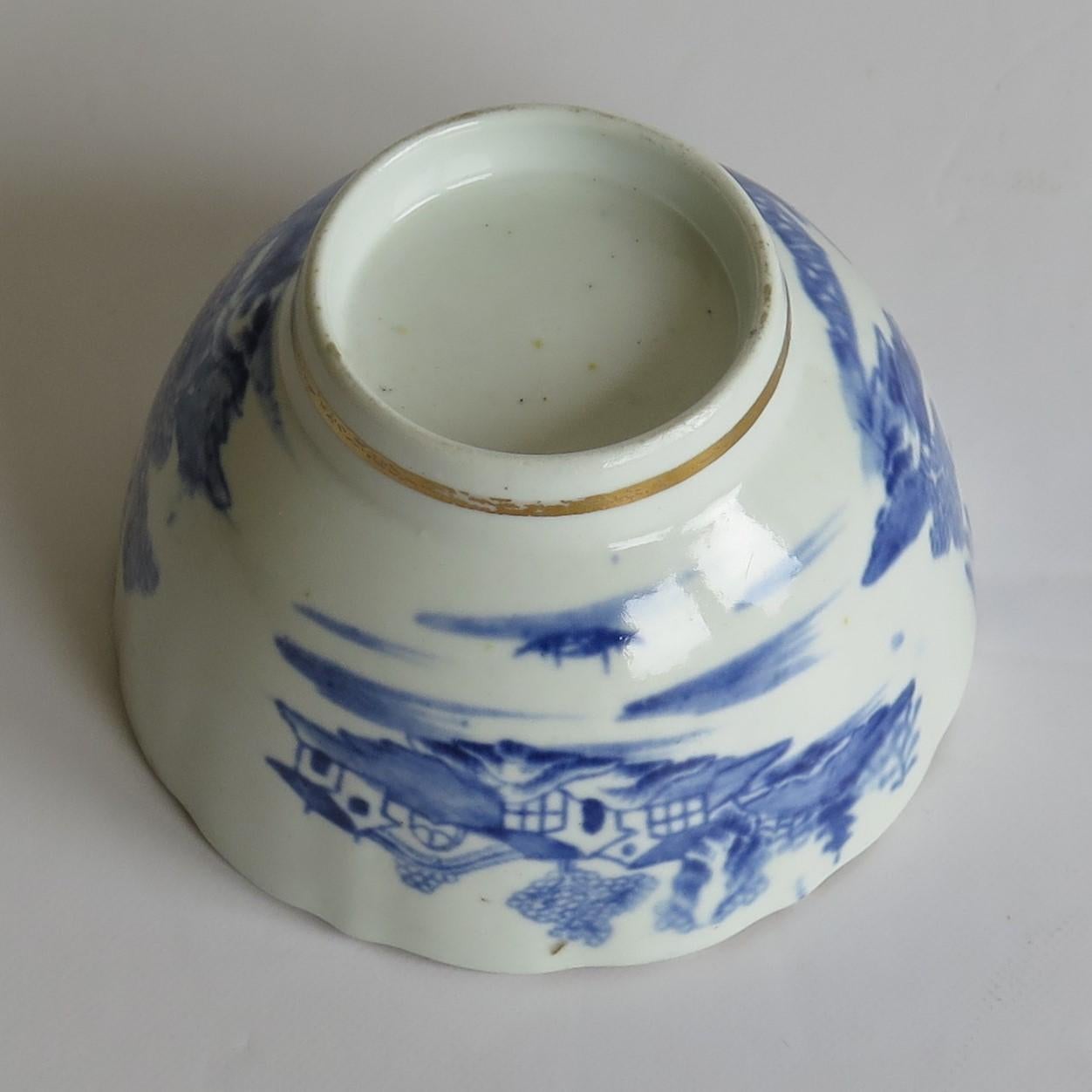 Miles Mason Porcelain Bowl Blue and White Pagoda Pattern, English, circa 1805 12