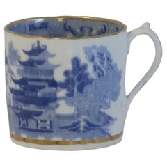 Antique Miles Mason Porcelain Coffee Can Blue & White Broseley Gilded Ptn 50, circa 1808