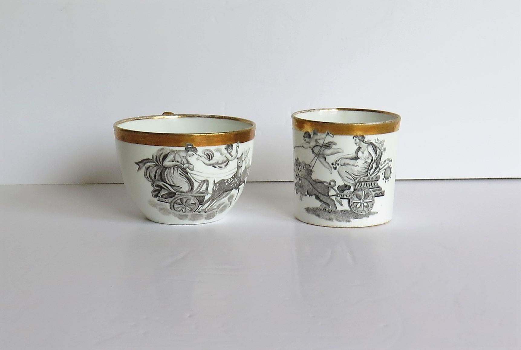 Classical Greek Miles Mason Porcelain Coffee Can & Tea Cup Classical Pattern No. 349, circa 1805