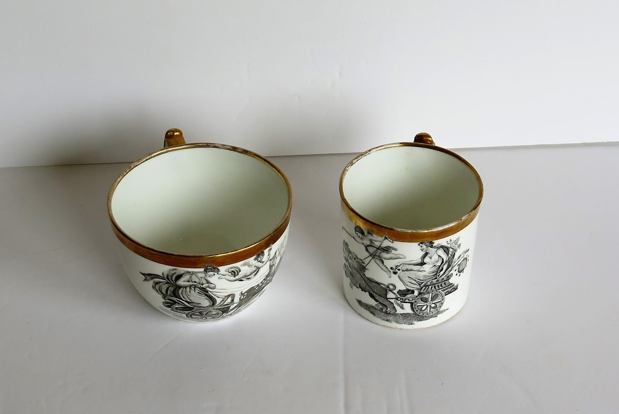 English Miles Mason Porcelain Coffee Can & Tea Cup Classical Pattern No. 349, circa 1805