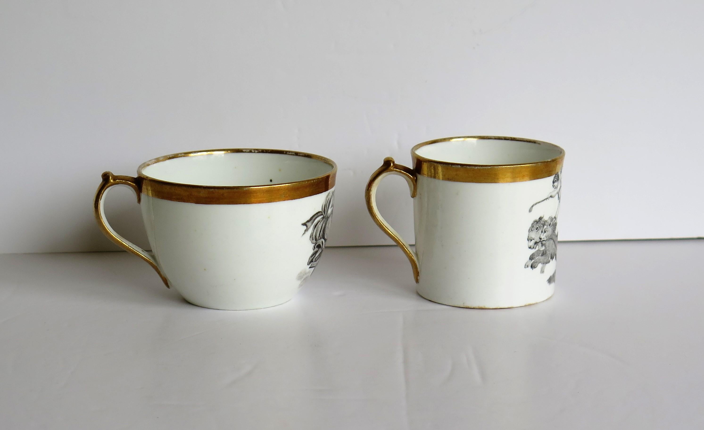 Hand-Crafted Miles Mason Porcelain Coffee Can & Tea Cup Classical Pattern No. 349, circa 1805