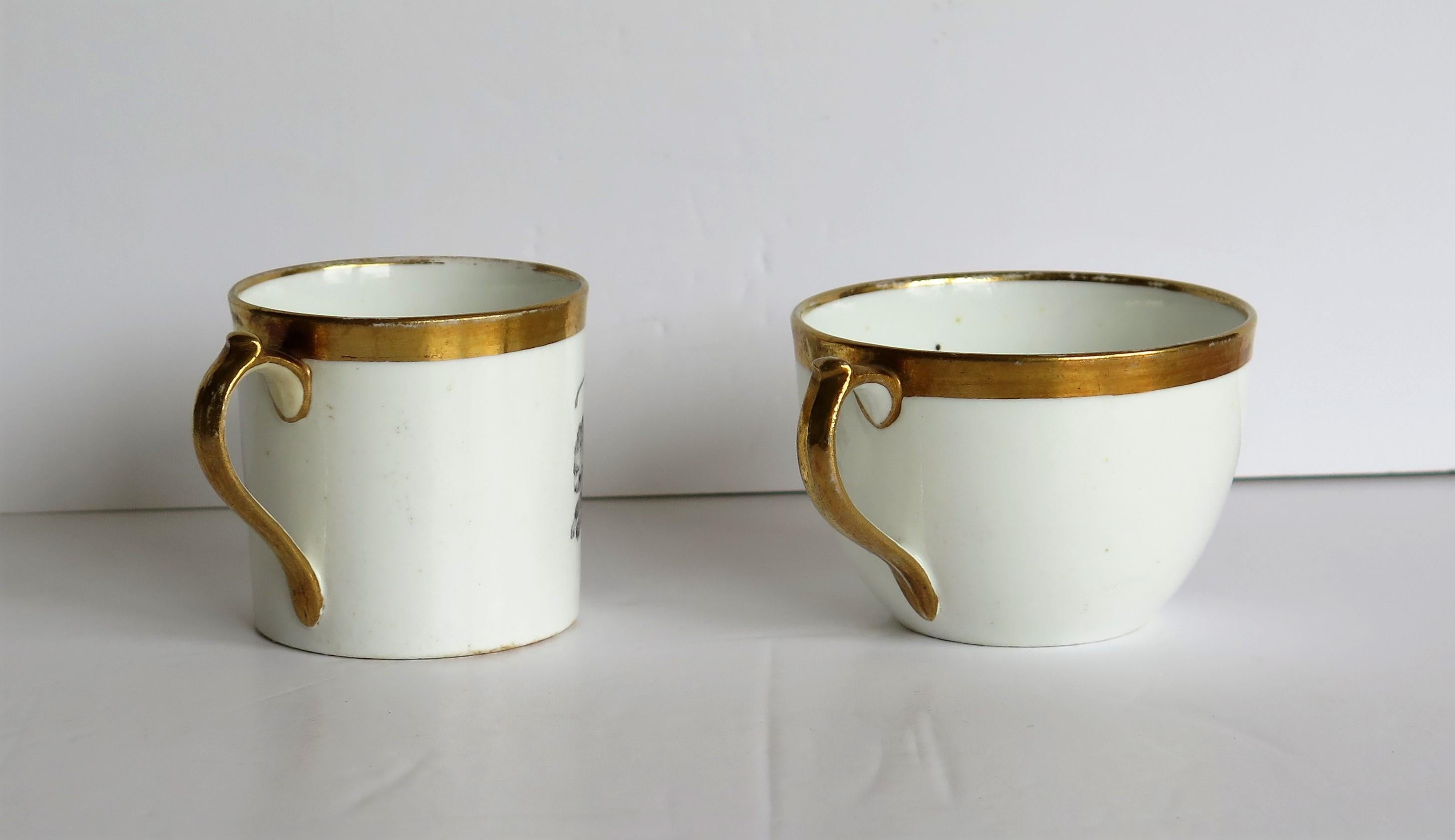 19th Century Miles Mason Porcelain Coffee Can & Tea Cup Classical Pattern No. 349, circa 1805