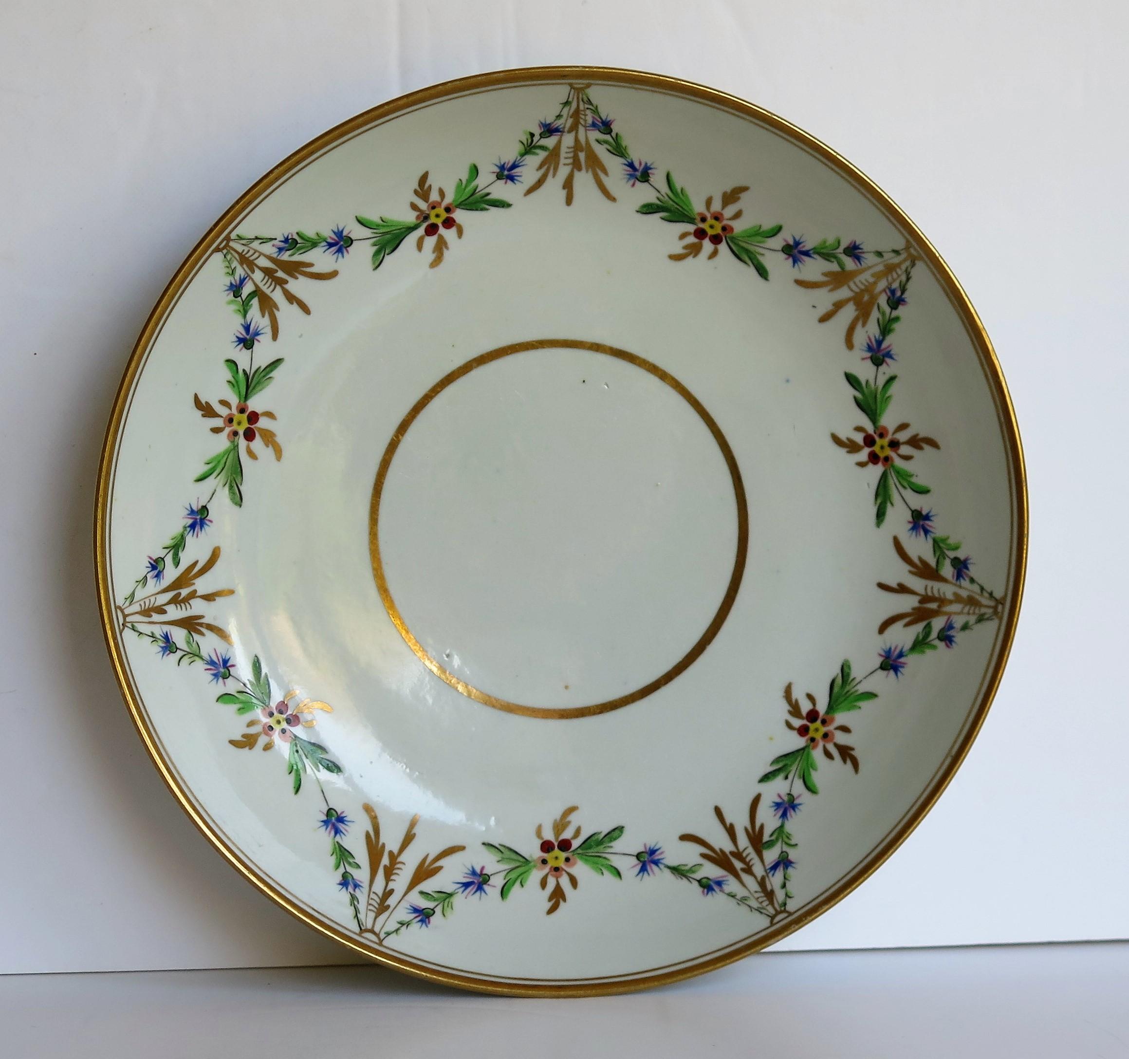 George III Georgian Miles Mason Porcelain Deep Plate or Dish hand painted Ptn 153, Ca 1805 For Sale