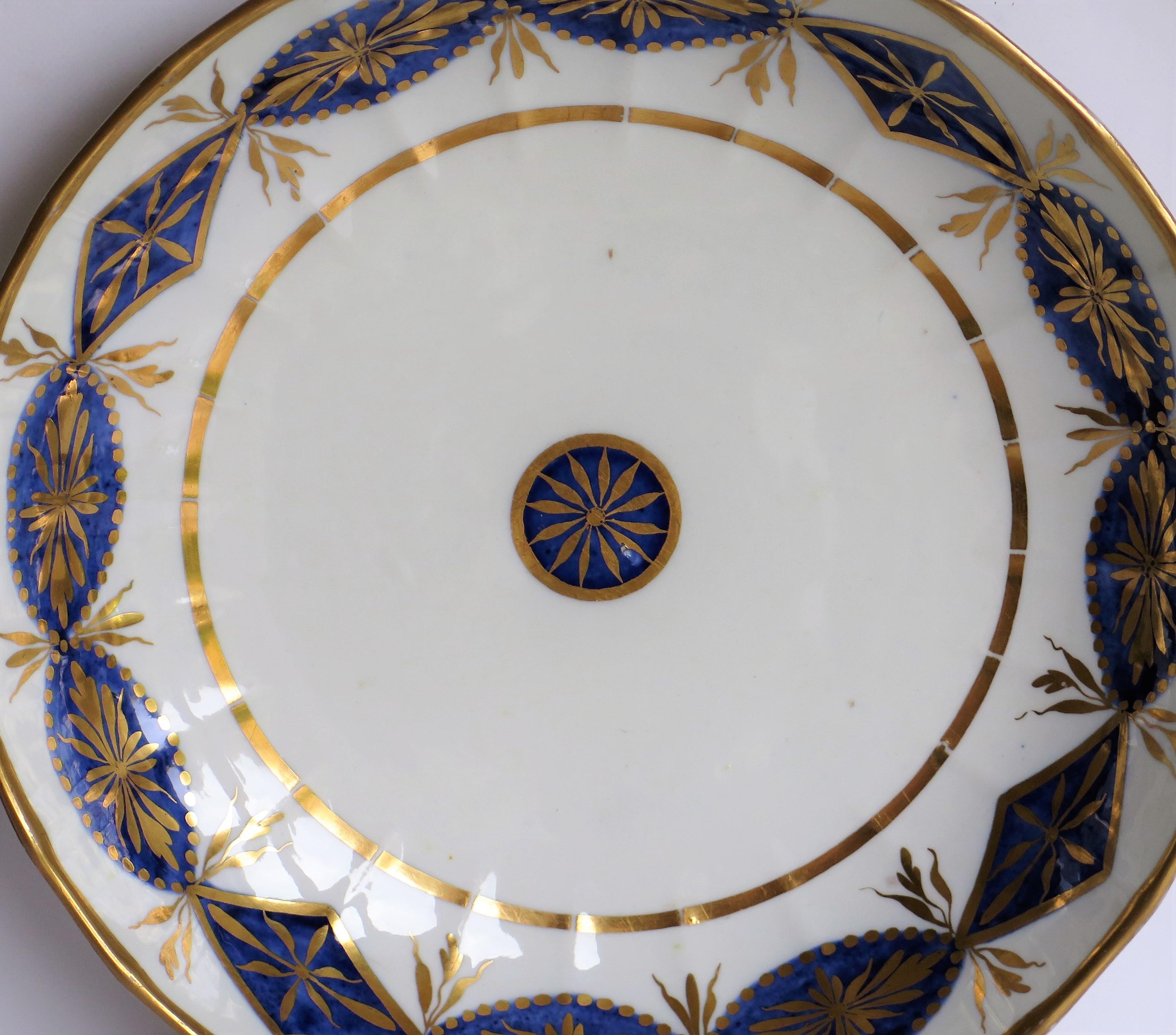 Miles Mason Porcelain Deep Plate or Dish Mazarine and Gold Pattern circa 1805 2