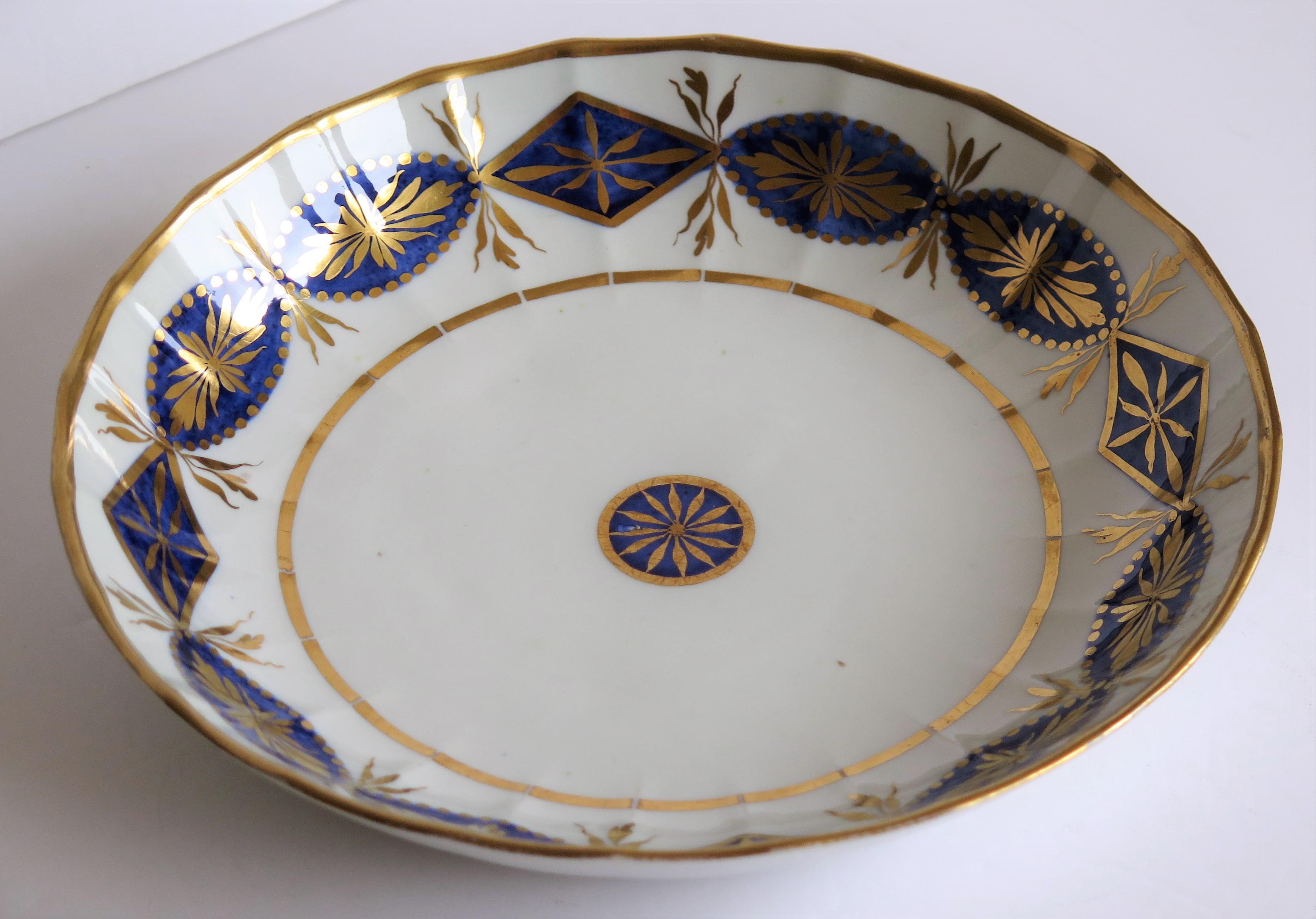 Hand-Painted Miles Mason Porcelain Deep Plate or Dish Mazarine and Gold Pattern circa 1805