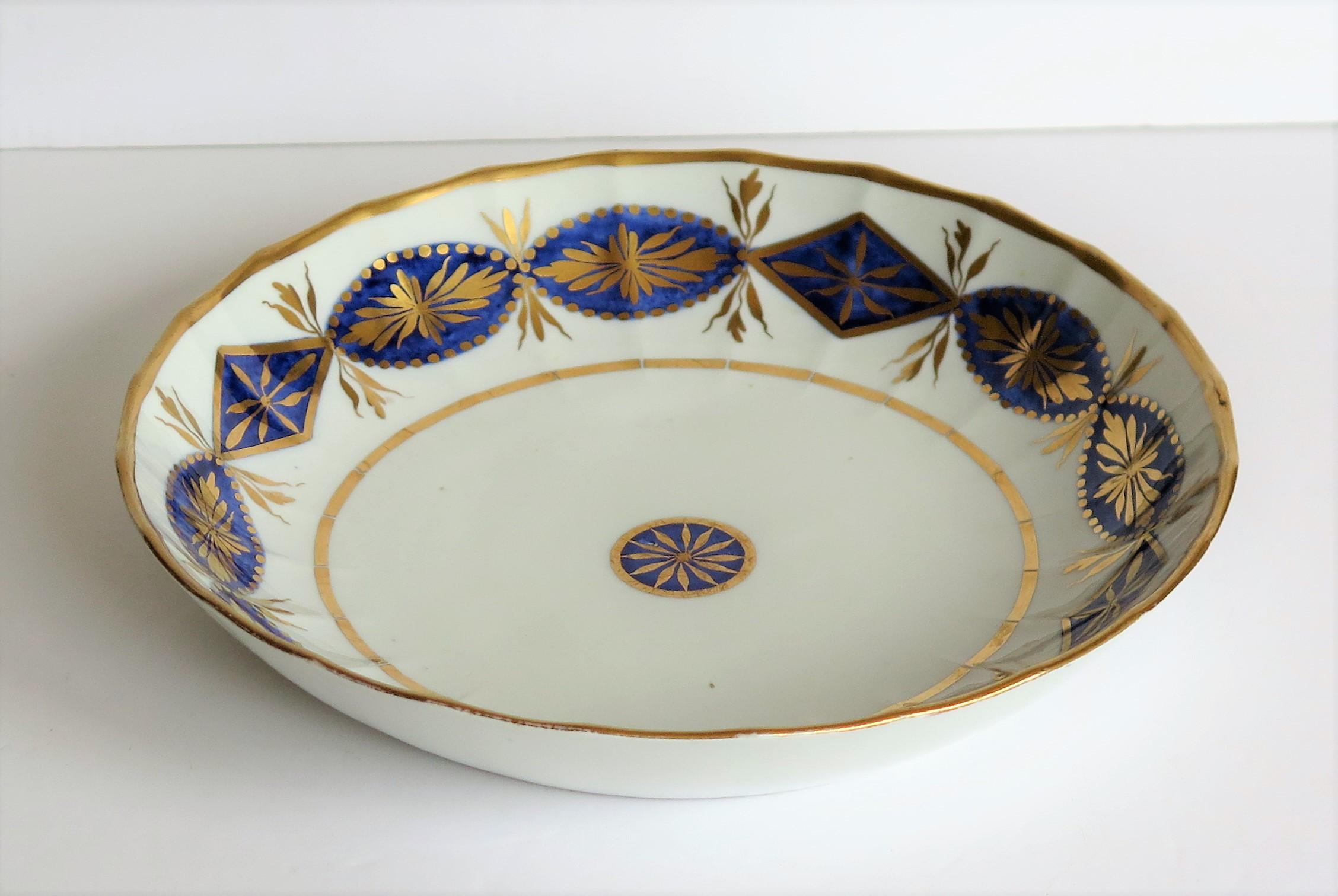 19th Century Miles Mason Porcelain Deep Plate or Dish Mazarine and Gold Pattern circa 1805
