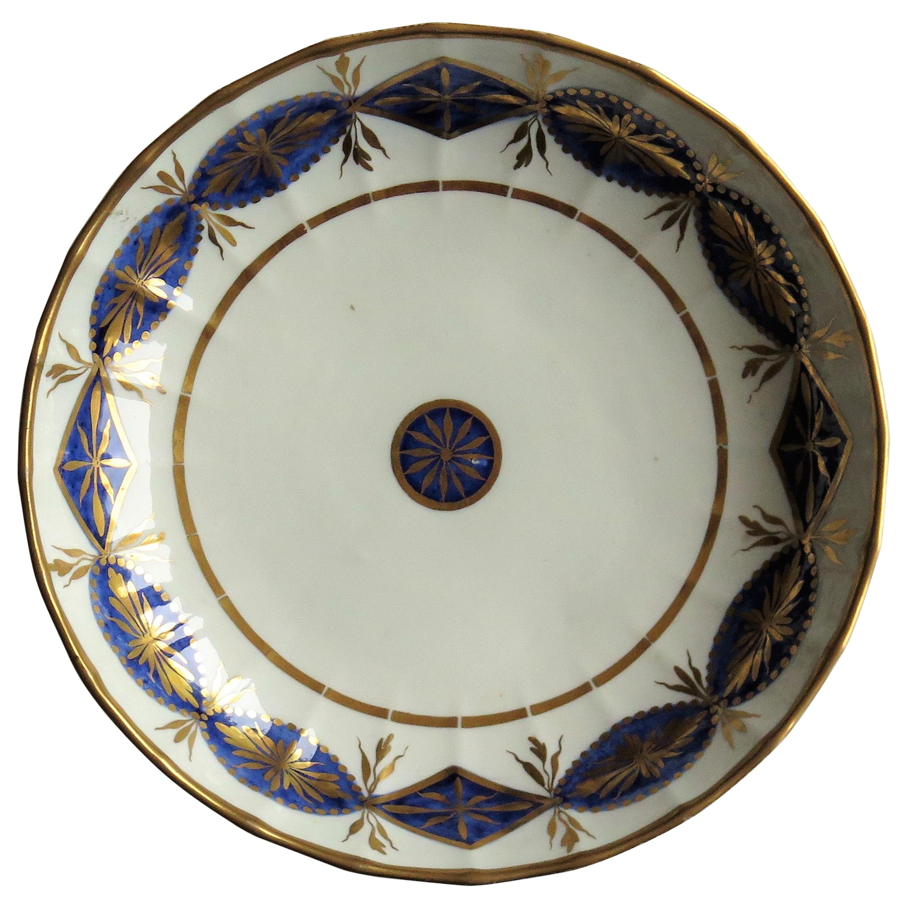 Miles Mason Porcelain Deep Plate or Dish Mazarine and Gold Pattern circa 1805