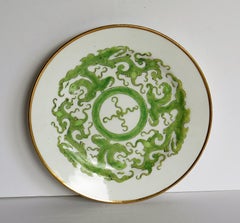 Assiette géorgienne en porcelaine Miles Mason à motif de dragon chinois vert, vers 1808