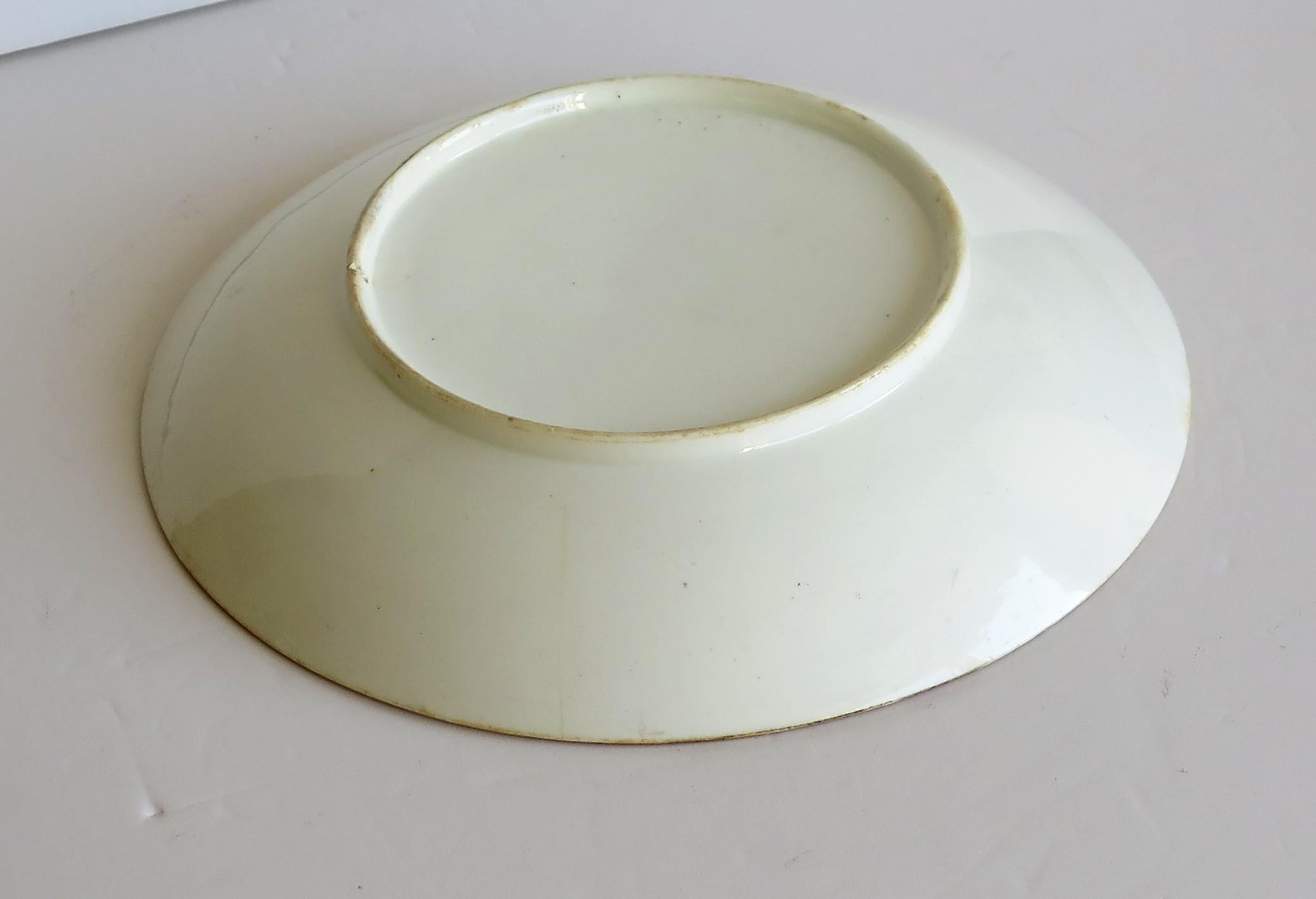 Miles Mason Porcelain Plate or Dish Blue & White Gilded Broseley Ptn, circa 1810 6
