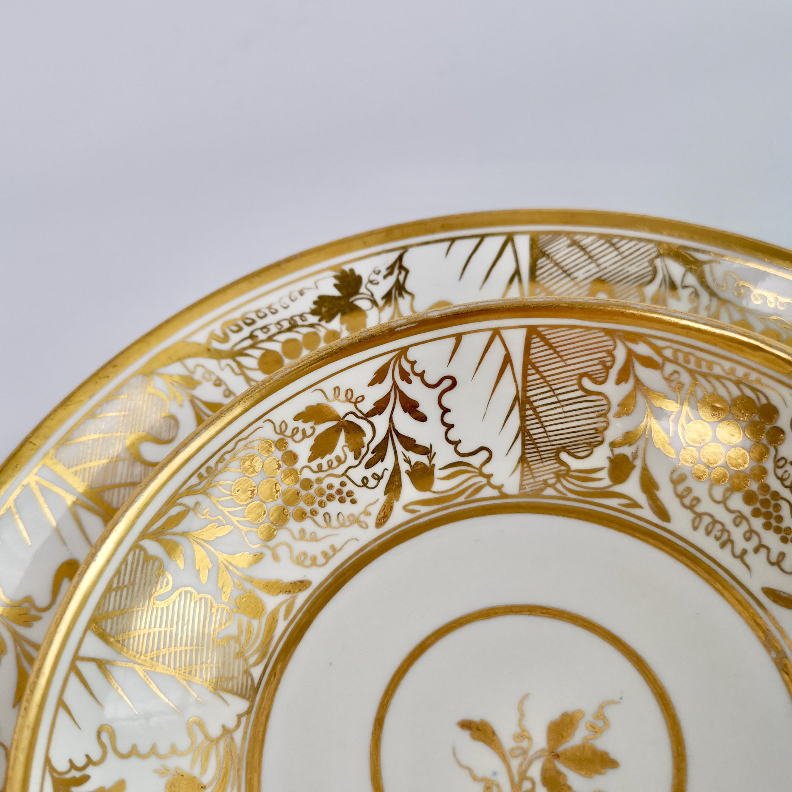 Miles Mason Porcelain Teacup Quartet, Gilt Regency Acanthus Pattern, ca 1810 8