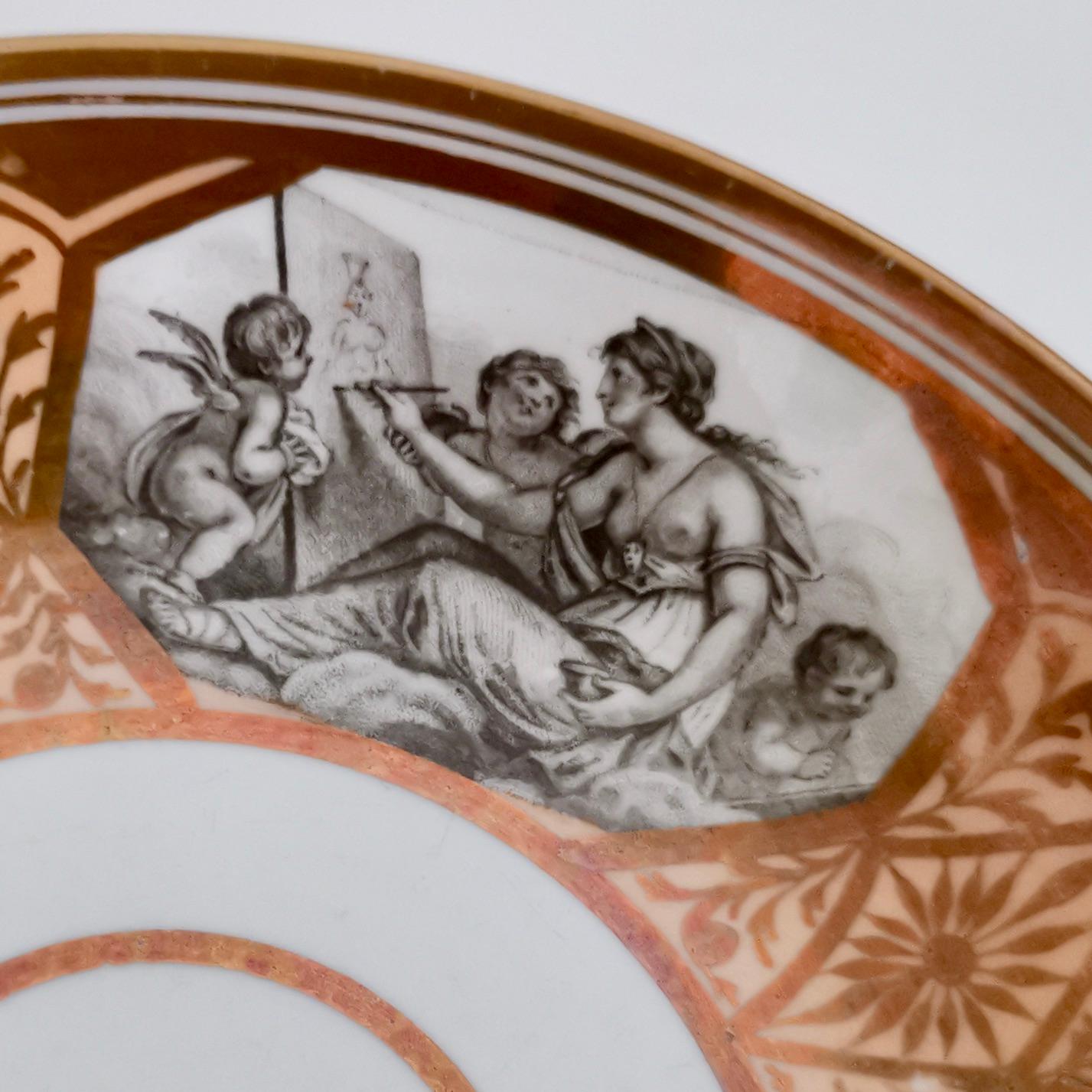 Miles Mason Porcelain Teacup Trio, Minerva and Cherubs, Bronze, Regency ca 1810 6