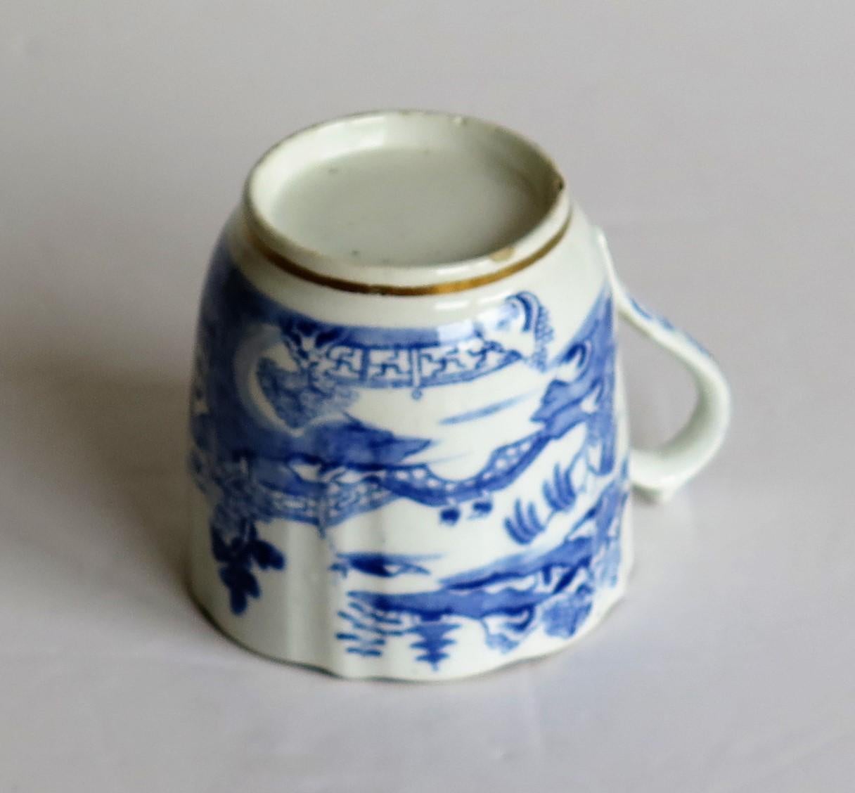 Miles Mason Porcelain Trio Blue and White Broseley Gilded Willow Ptn 50, Ca 1808 10