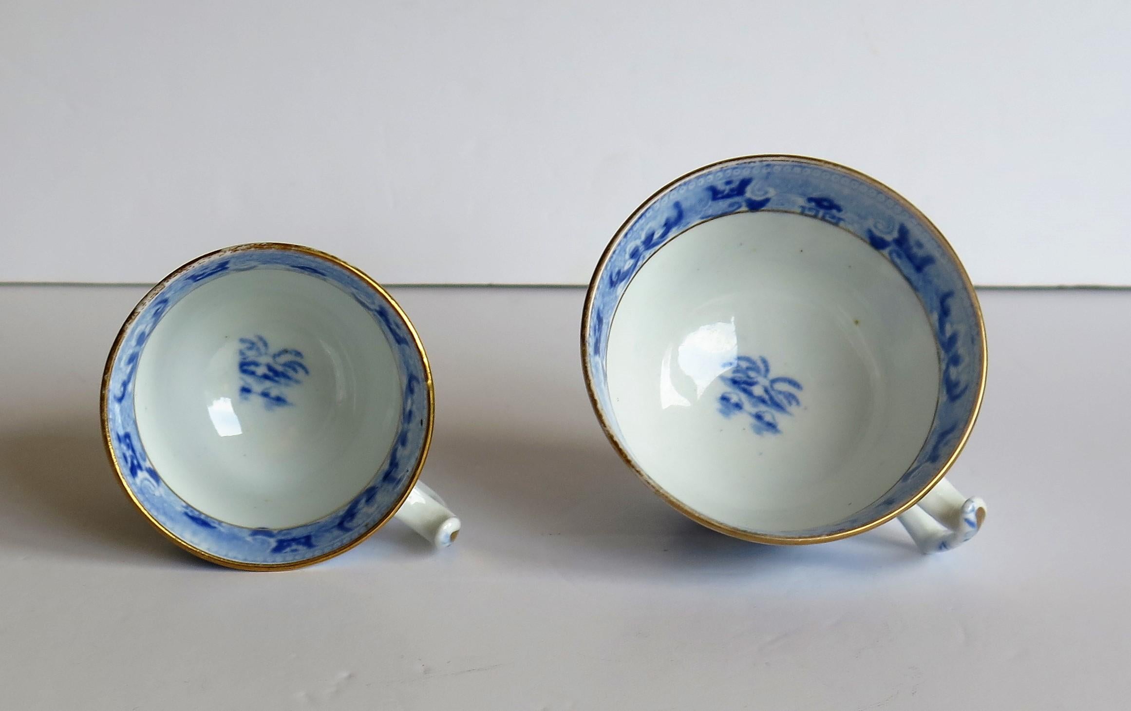 Miles Mason Porcelain Trio Blue and White Broseley Willow Pattern, circa 1815 6