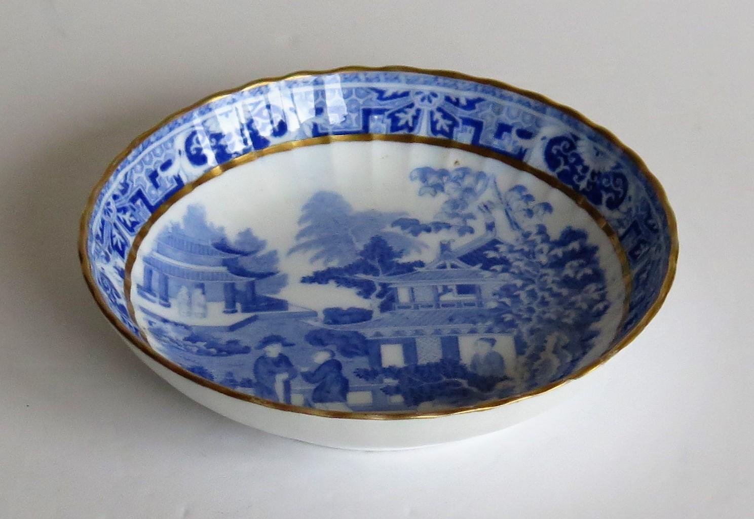 Miles Mason Saucer Dish Blue and White Porcelain Chinamen on Verandah Pattern 1