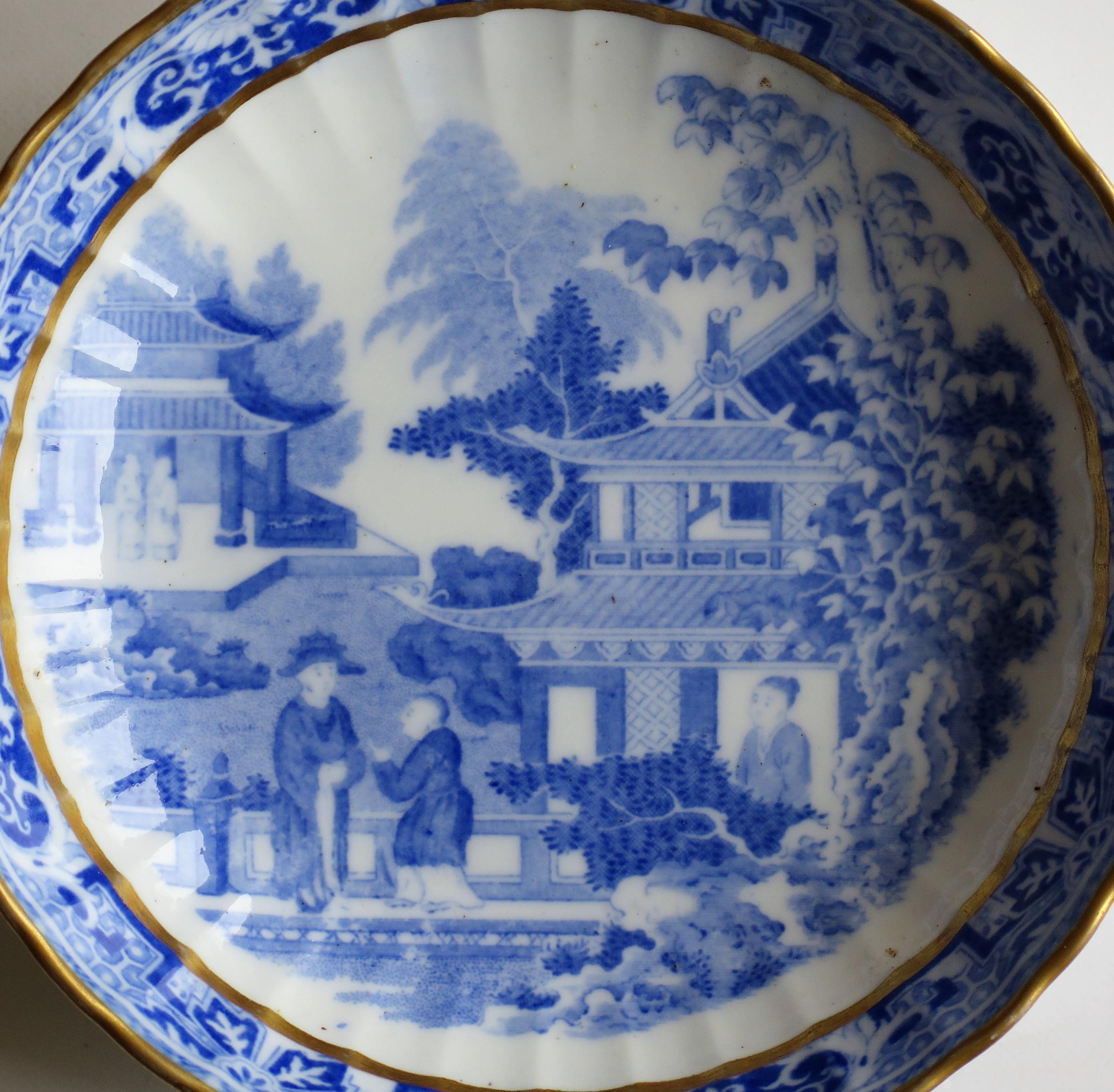 Miles Mason Saucer Dish Blue and White Porcelain Chinamen on Verandah Pattern 5