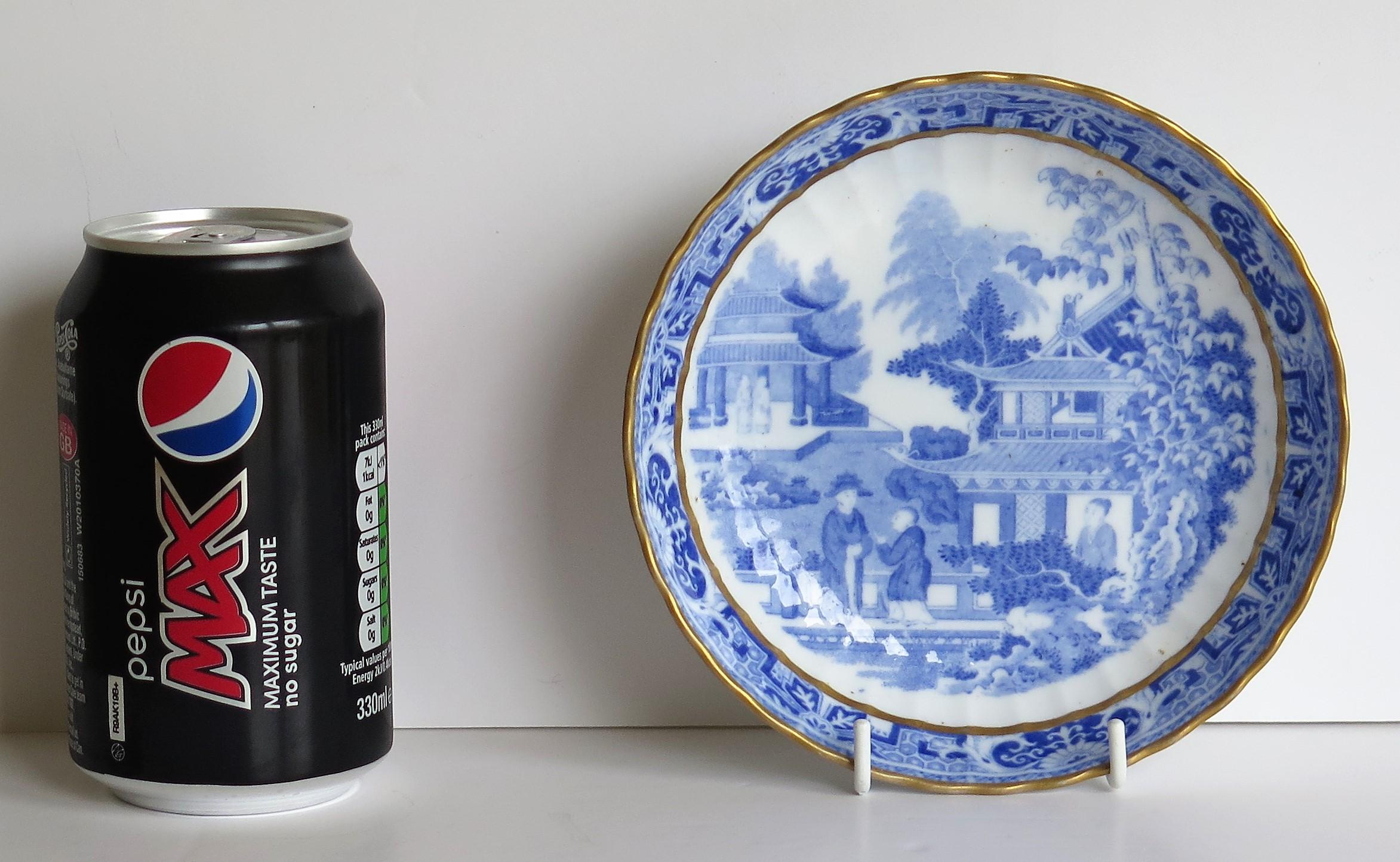 Miles Mason Saucer Dish Blue and White Porcelain Chinamen on Verandah Pattern 11
