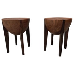 Miles & May Coppia di tavolini "RD Stool" Sgabelli Noce Wengé Ispirato al Medioevo
