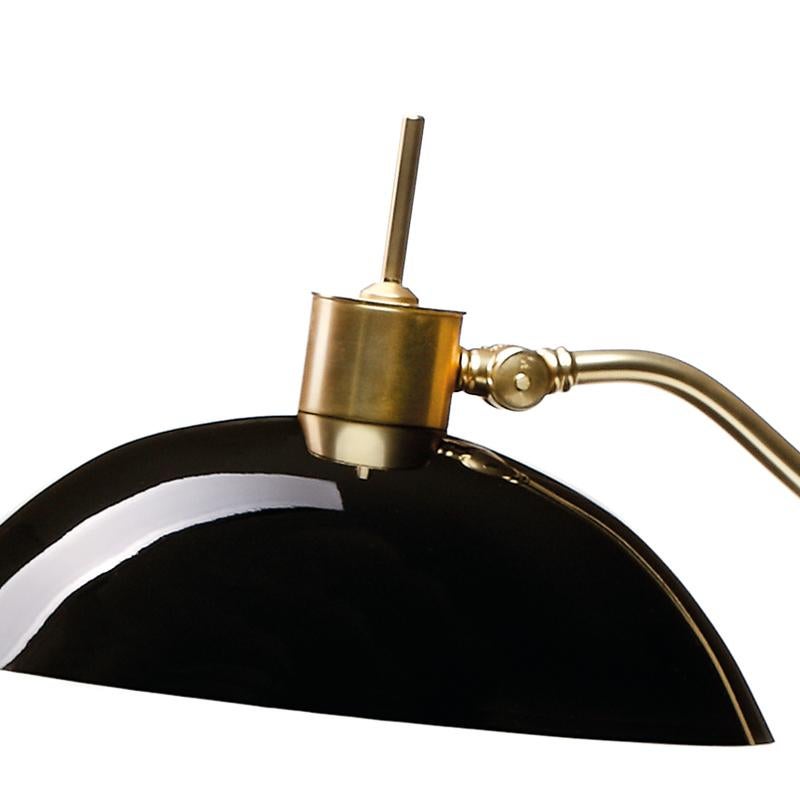 Portuguese Miles Table Lamp with Black Glass Shade For Sale