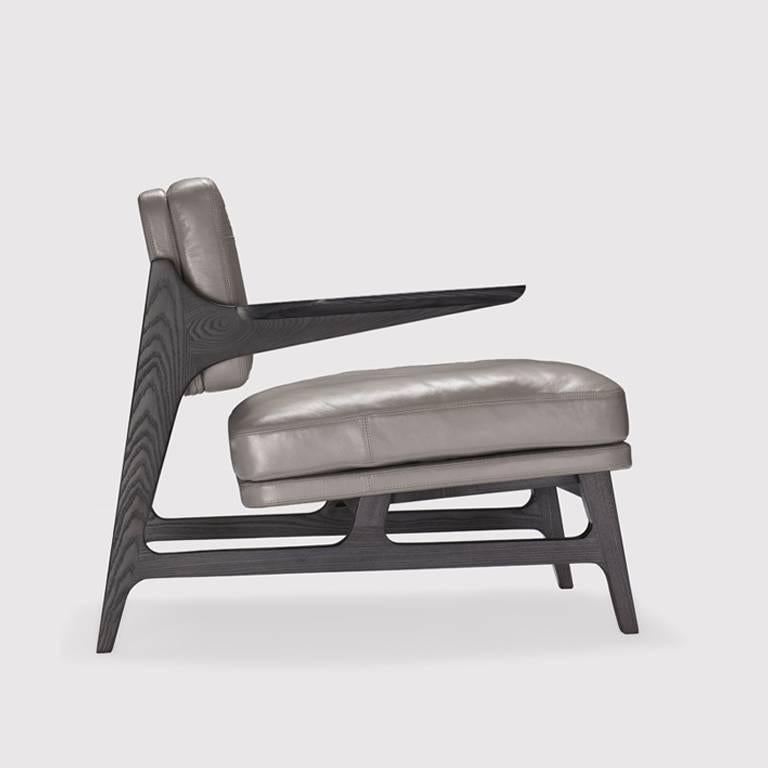 Contemporary Miles Timber Frame Lounge Armchair For Sale 1