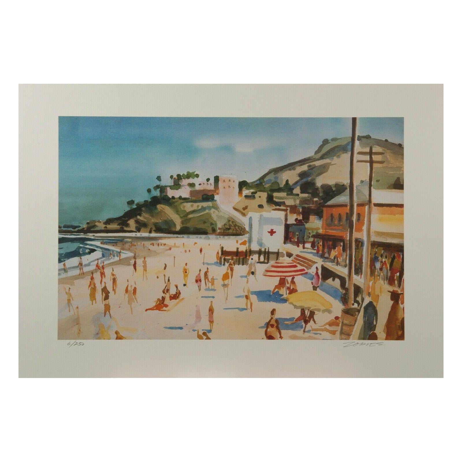 Milford Zornes "Main Beach Laguna" Lithograph Print Limited 1 of 250 Signed