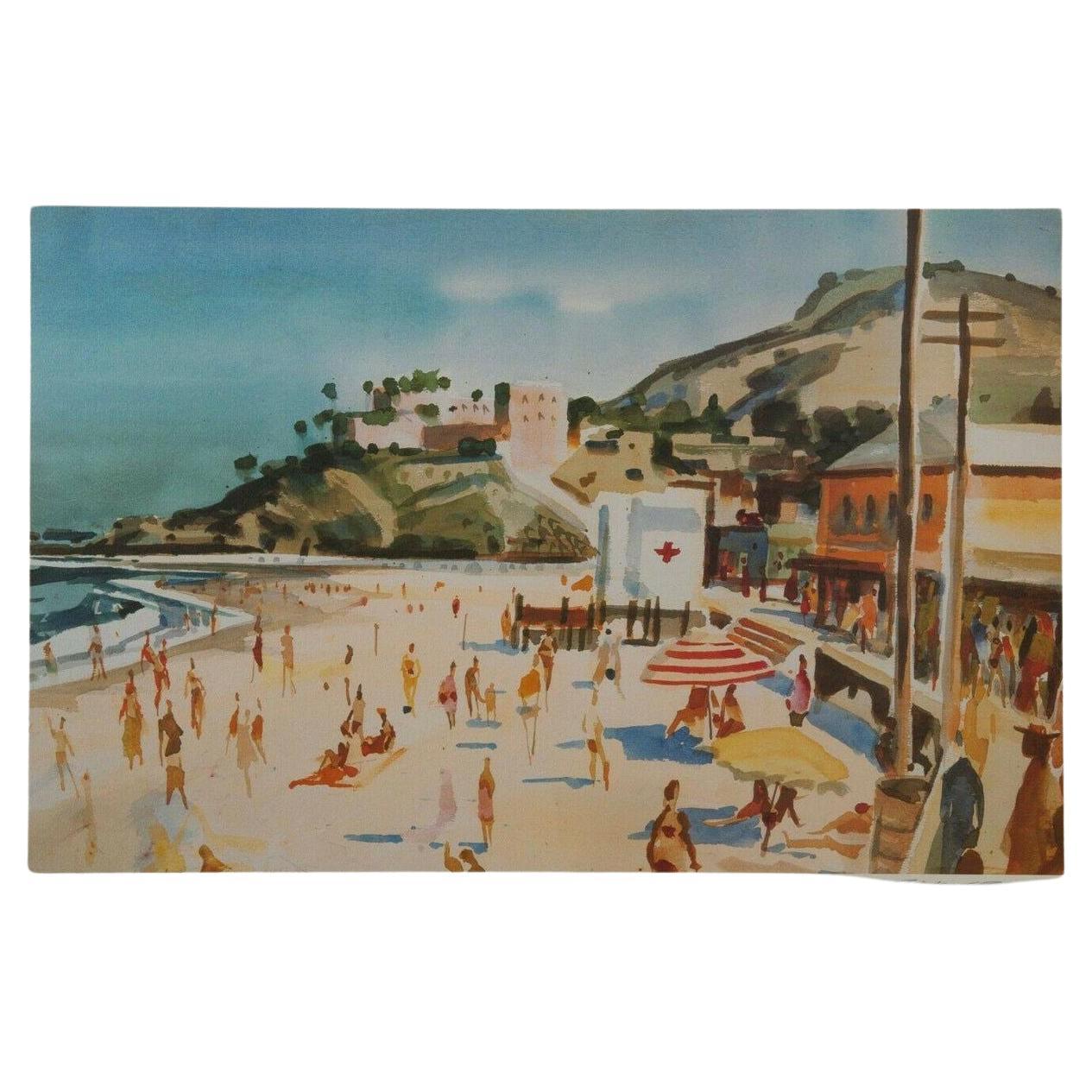 Milford Zornes "Main Beach Laguna" Lithograph Print Limited 62 of 250 Signed For Sale