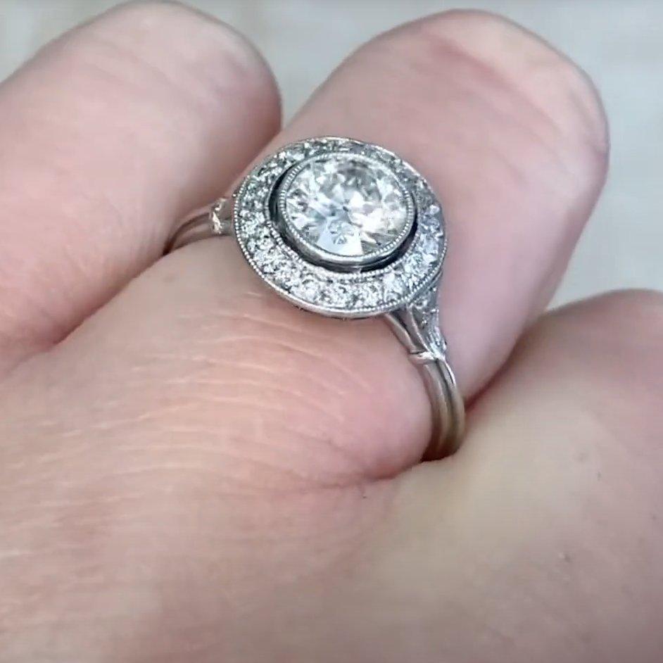 De las mujeres Anillo de diamantes Milgrain Halo, (aprox. 0,7 quilates) Diamante talla europea antigua en venta