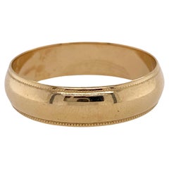 Vintage Milgrain Wedding Band in 14K Yellow Gold, Low Profile