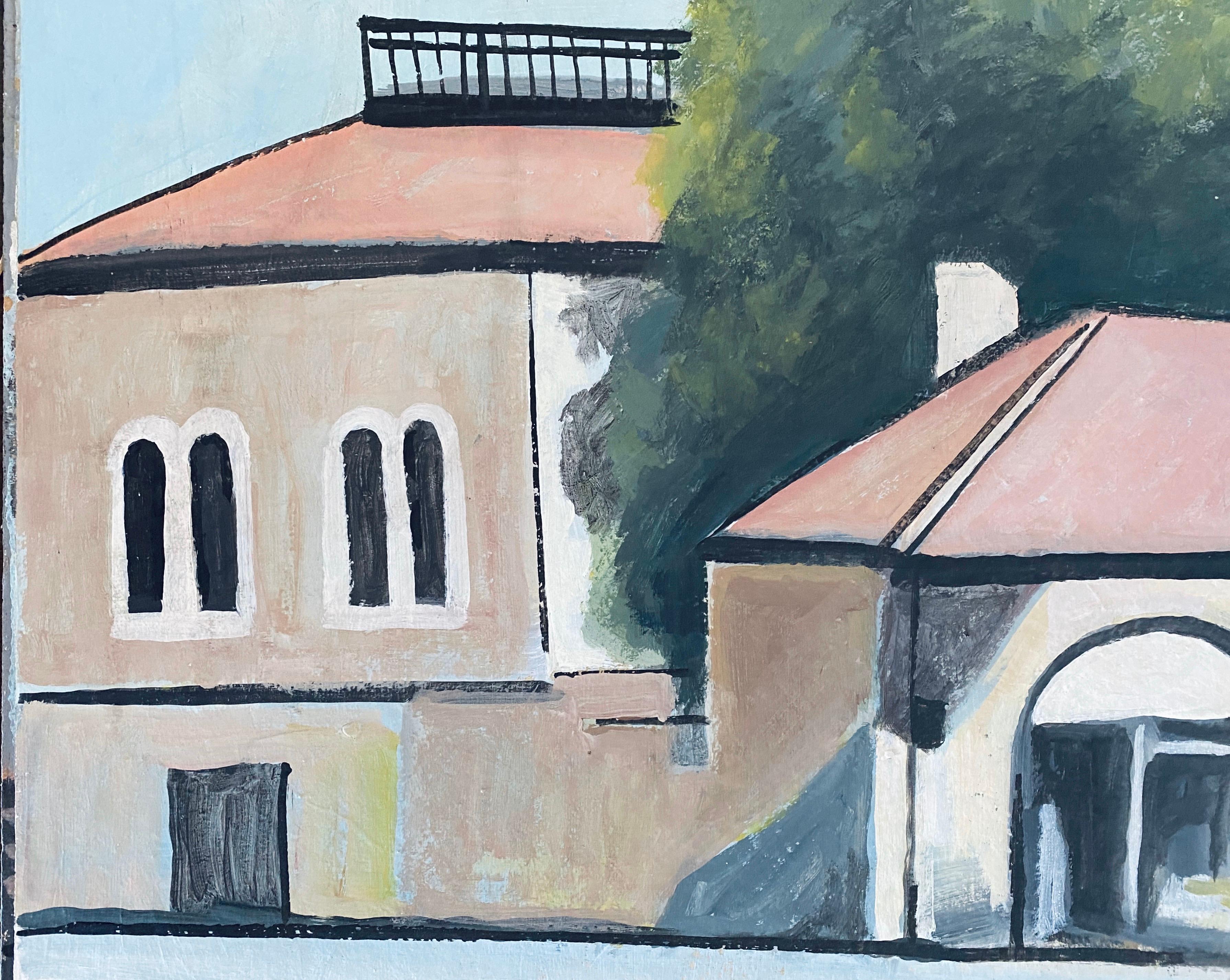 Peinture moderniste de Synagogue de Jérusalem d'une architecture israélienne  - Painting de Milia Laufer