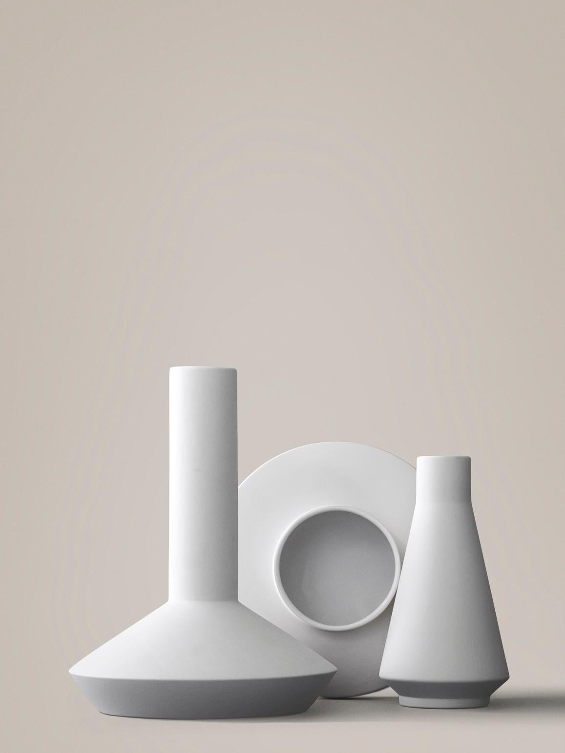 Danish Milia Seyppel Handmade Ceramic Vase, Grey Engobe Glazing Outside by Karakter