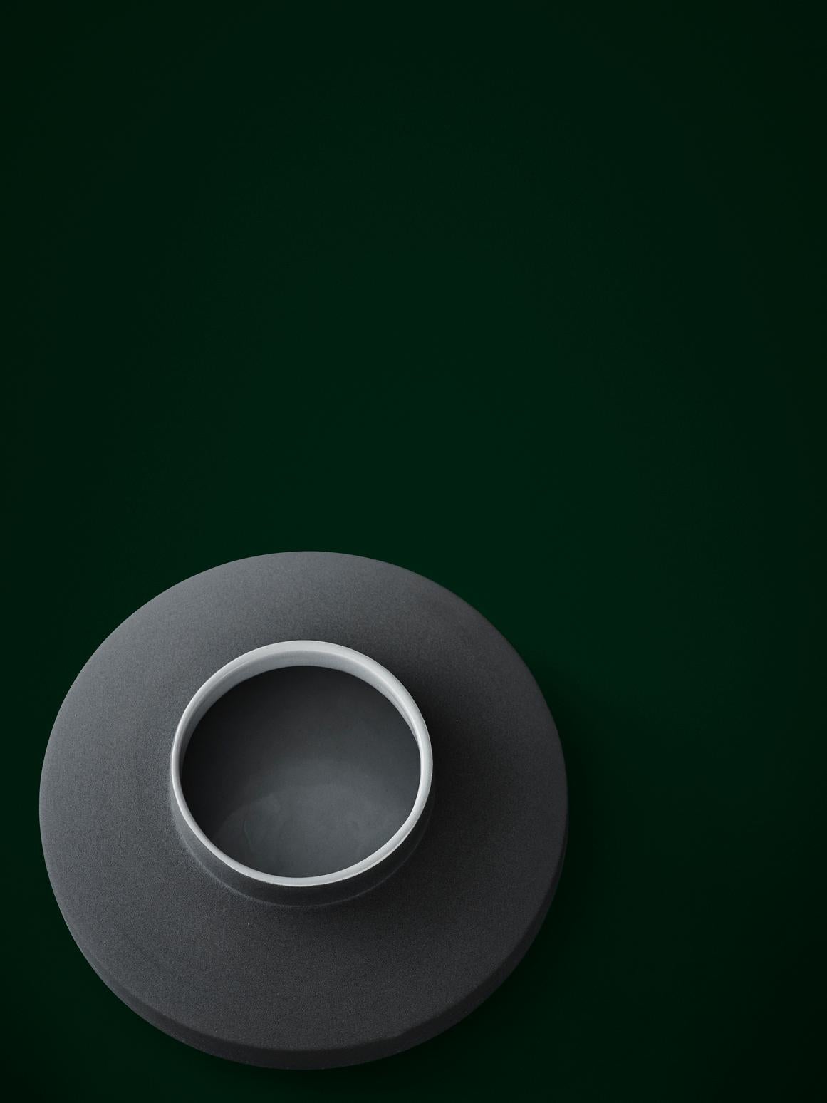 Danish Milia Seyppel Handmade Ceramic Vase, Grey Engobe Glazing Outside by Karakter