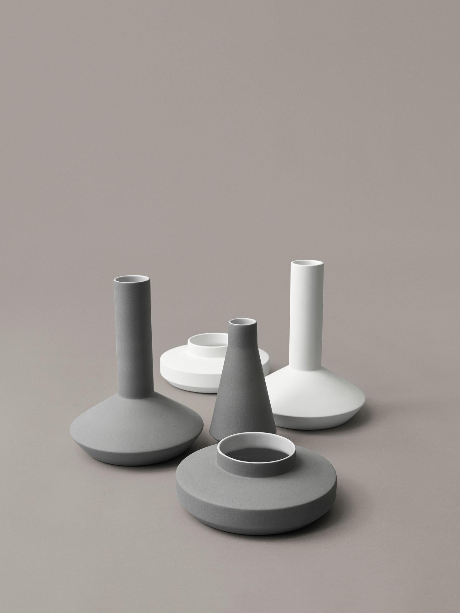 Danish Milia Seyppel Handmade Ceramic Vase, White Glazing Outside by Karakter