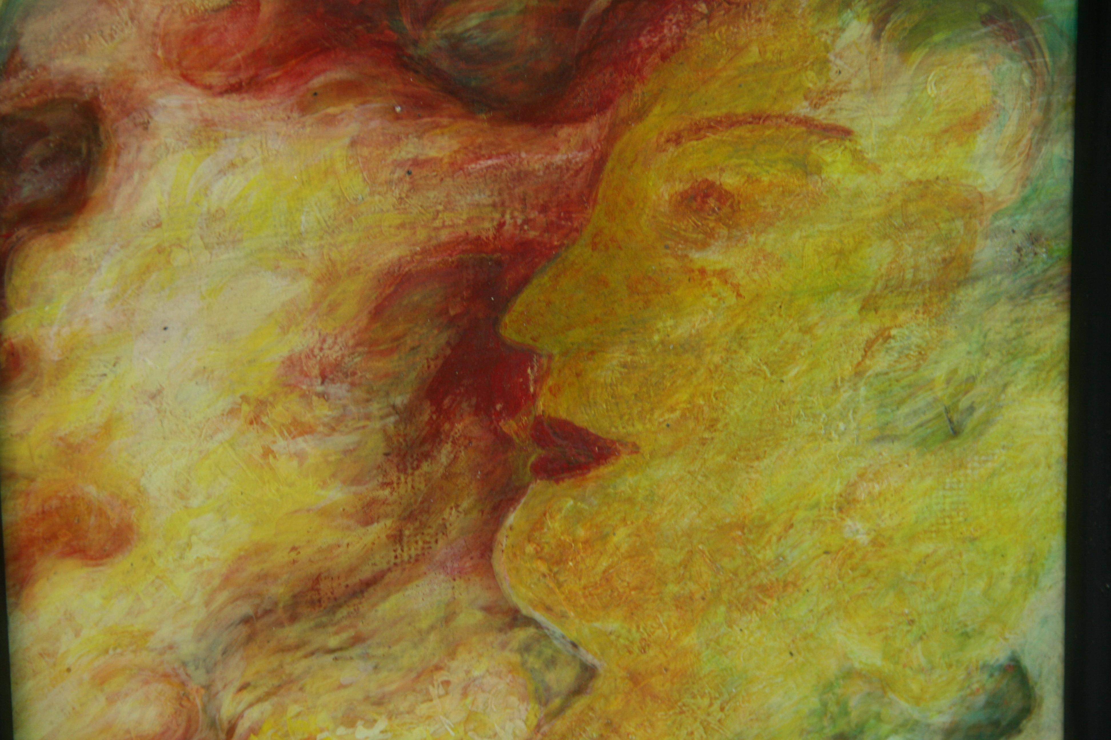 Rot und Gelb Abstraktes Expressionistisches Frauenportrait im Angebot 1