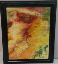 Red and Yellow Abstract Expressionist Female Portrait