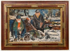 Milio Burquin - Framed 20th Century Oil, Les Pêcheurs