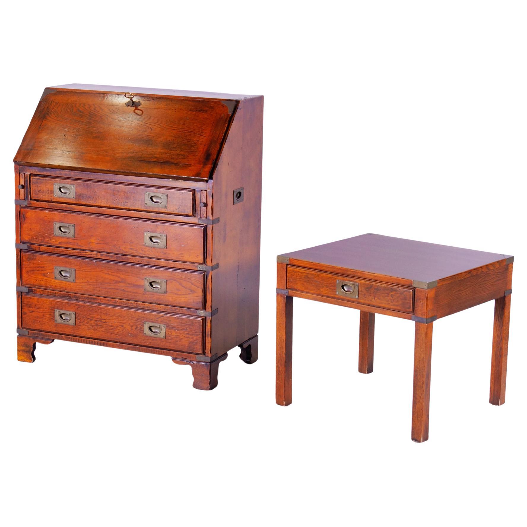 Danish Campaign Style Folding Side Table at 1stDibs