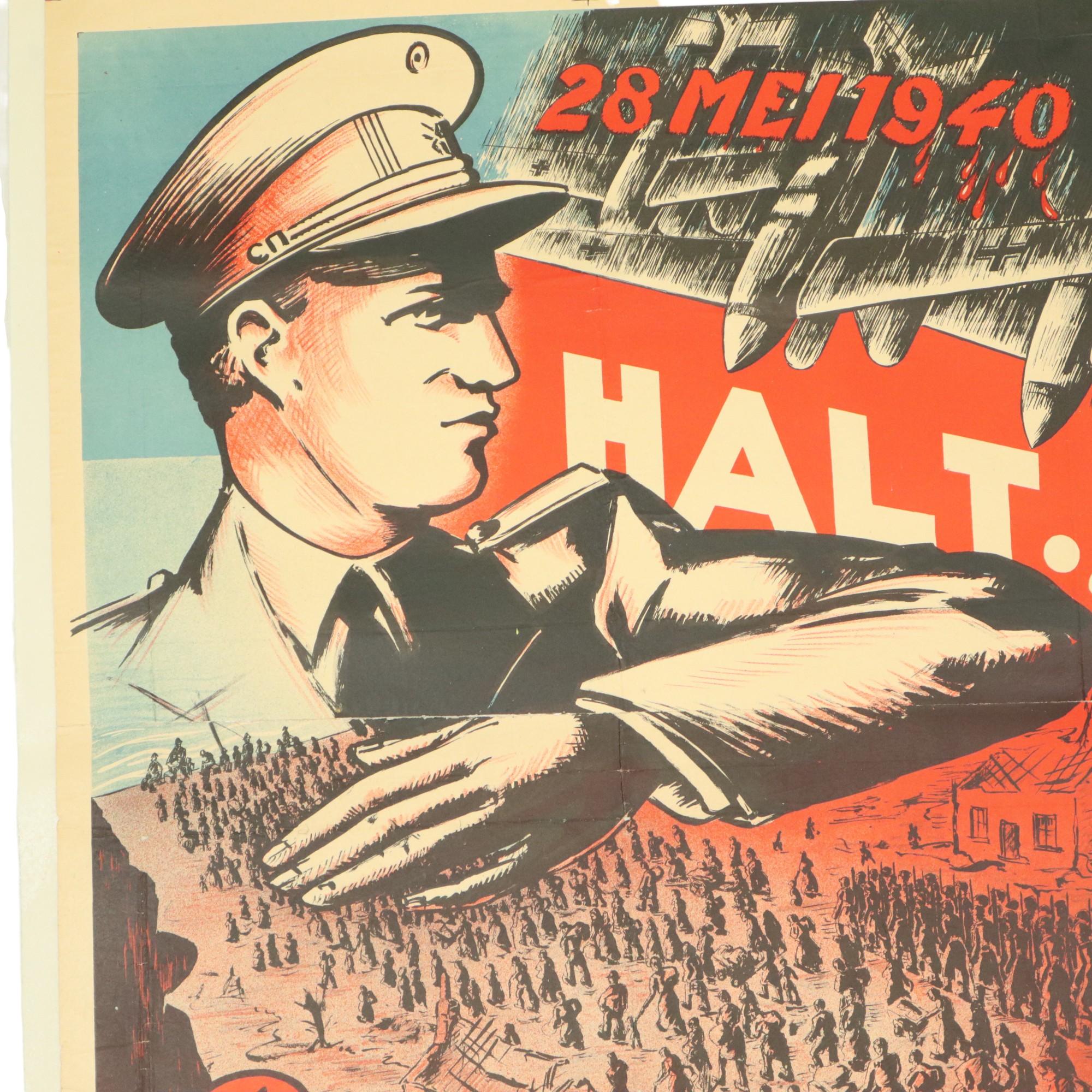 Belga Poster militare 28 maggio 1940 Halt Sire Non Dimentichiamo Mai in vendita