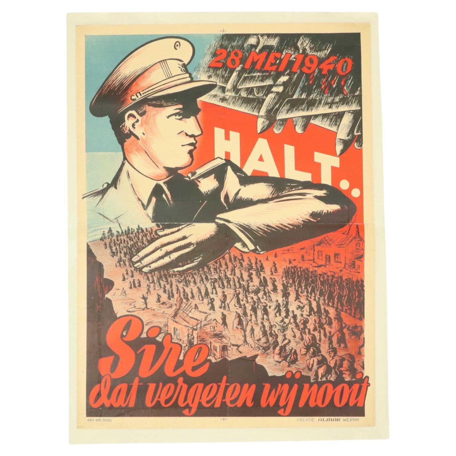 Poster militare 28 maggio 1940 Halt Sire Non Dimentichiamo Mai in vendita