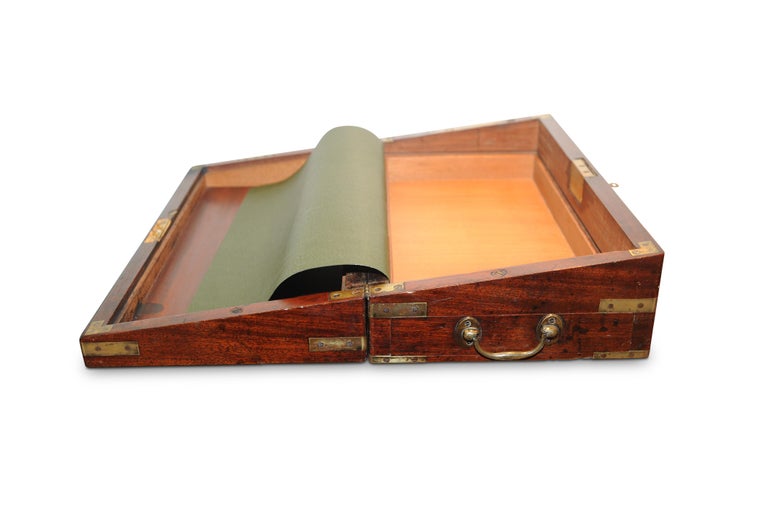 Military Campaign Brass Bound Victorian Walnut Veneered Gun, Desk