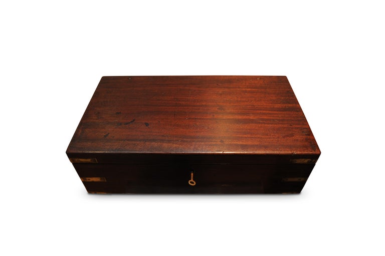 Military Campaign Brass Bound Victorian Walnut Veneered Gun, Desk