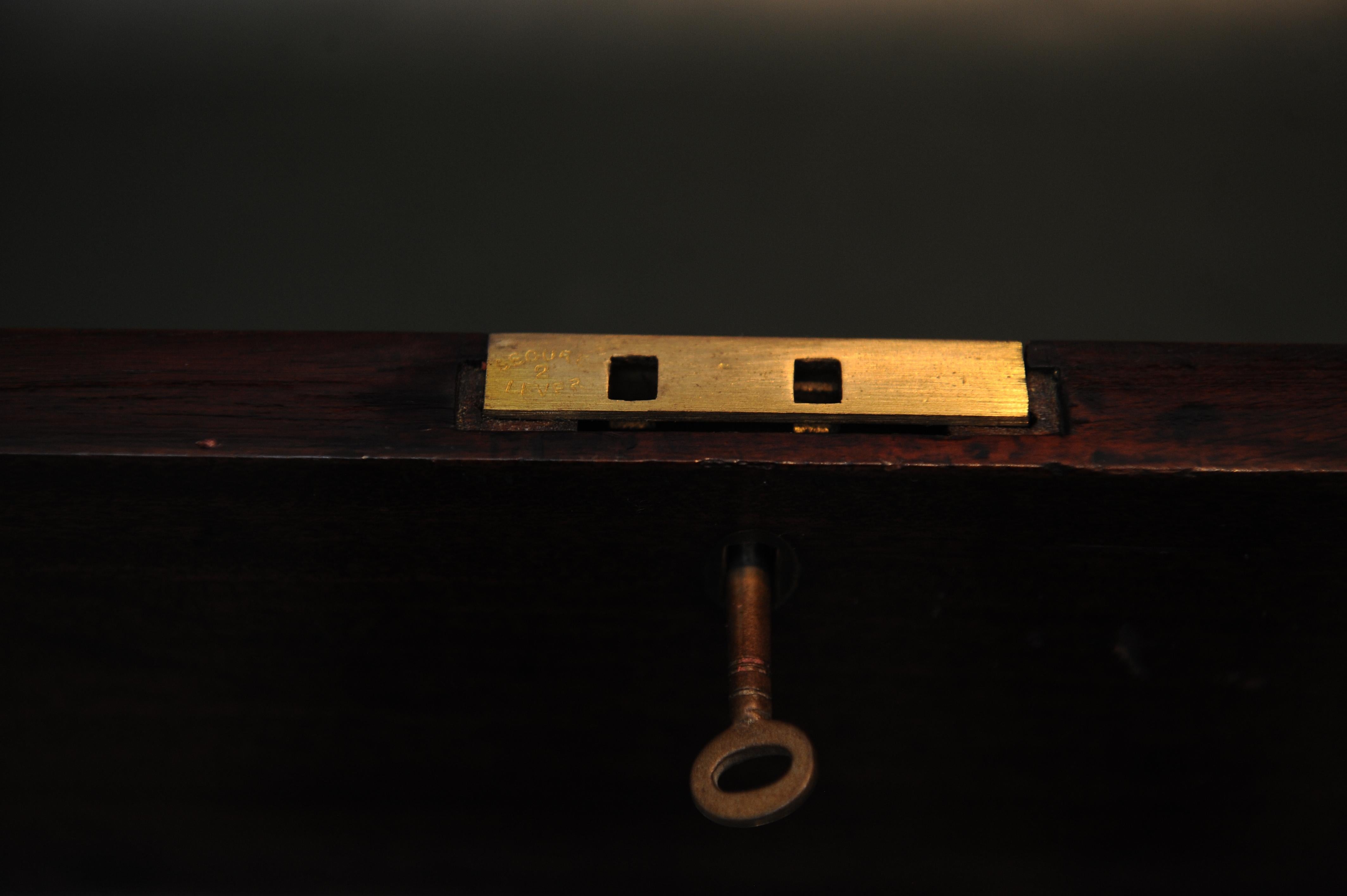 19th Century Military Campaign Brass Bound Victorian Walnut Veneered Gun, Desk Storage Case For Sale