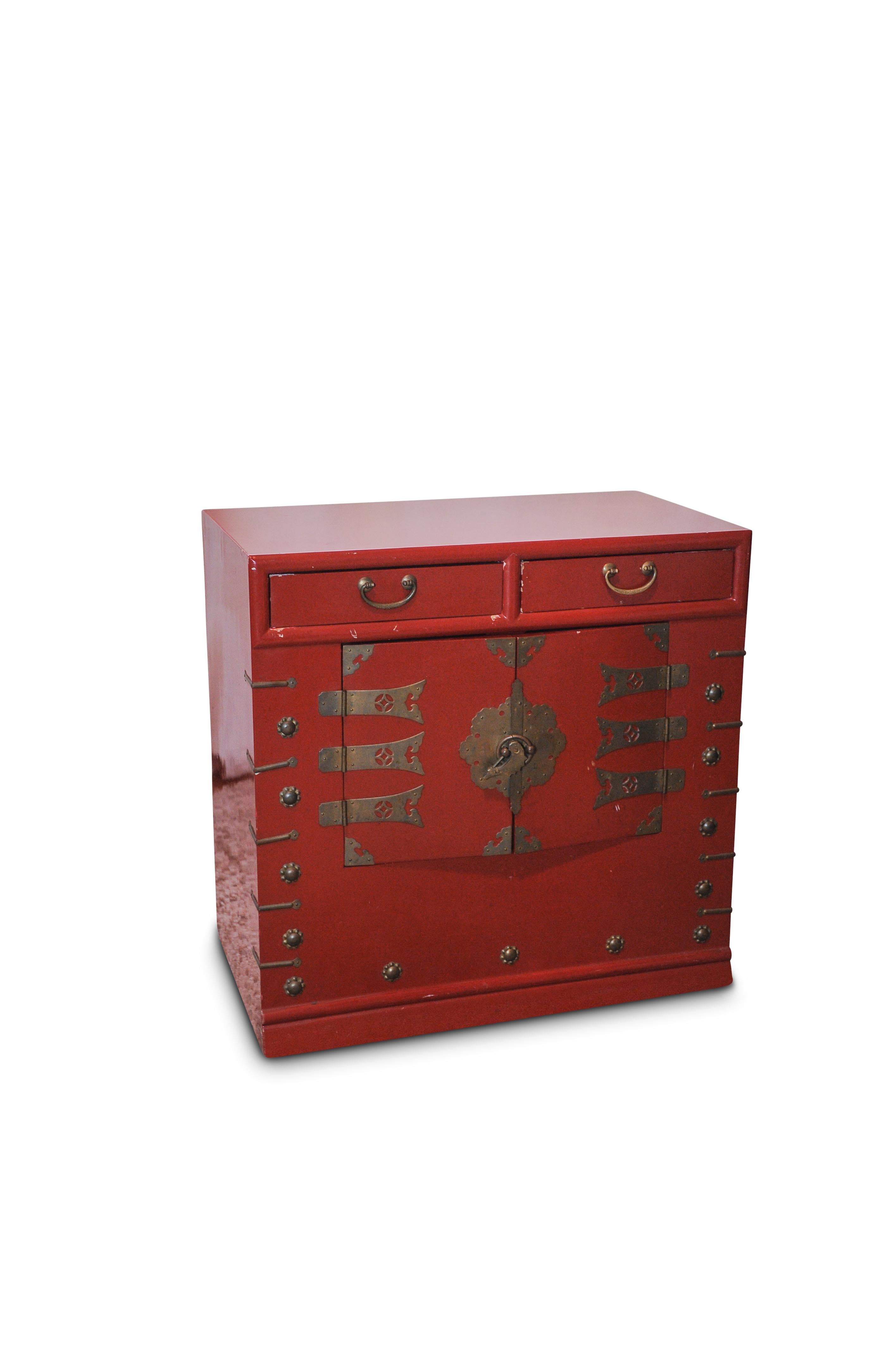 Military Campaign Chest Brass Bound Mahogany Two-Drawer Pedestal Table 2