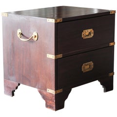 Military Campaign Chest Brass Bound Mahogany Two-Drawer Pedestal Table