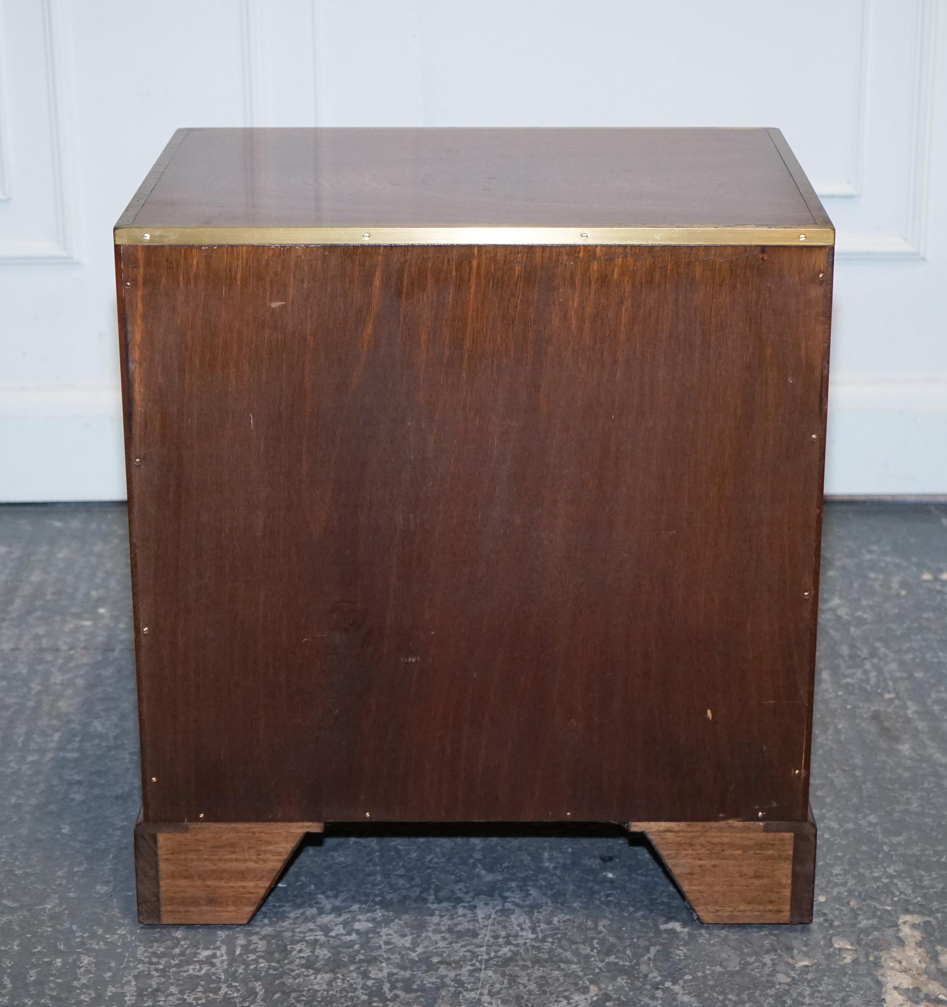 MILITARY CAMPAIGN SMALL CHEST OF DRAWERS SIDE TABLE MIT LEDER SLiDE OUT TRAY im Angebot 3