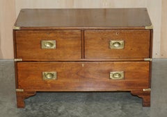 Military Campaign Small Chest of Drawers with Hidden Radio Tape Record Player