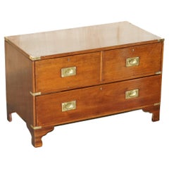 Military Campaign Small Chest of Drawers with Hidden Radio Tape Record Player
