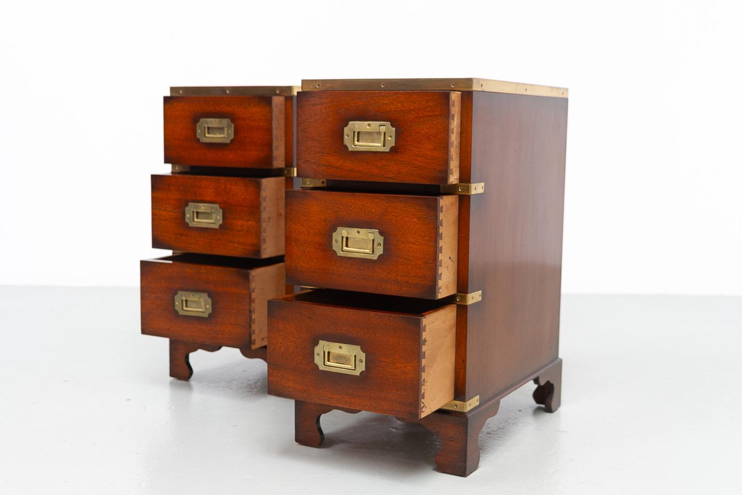 Military Campaign Style Bedside Chests, 1950s. Set of 2. For Sale 4